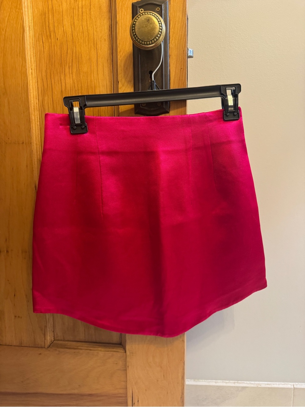 Satin Fuchsia Mini Skirt